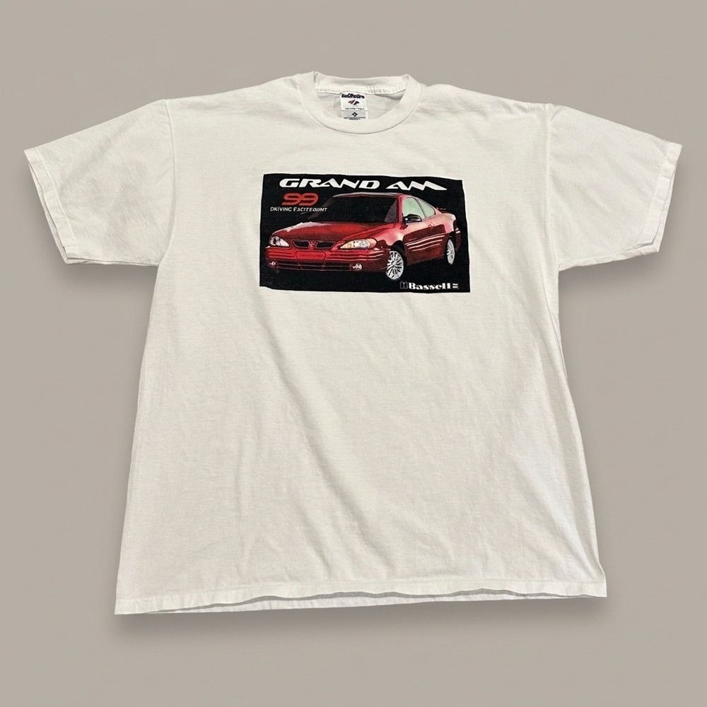 Vintage 1999 Pontiac Grand Am T-Shirt Adult XL White Jerzees Promo Made in USA